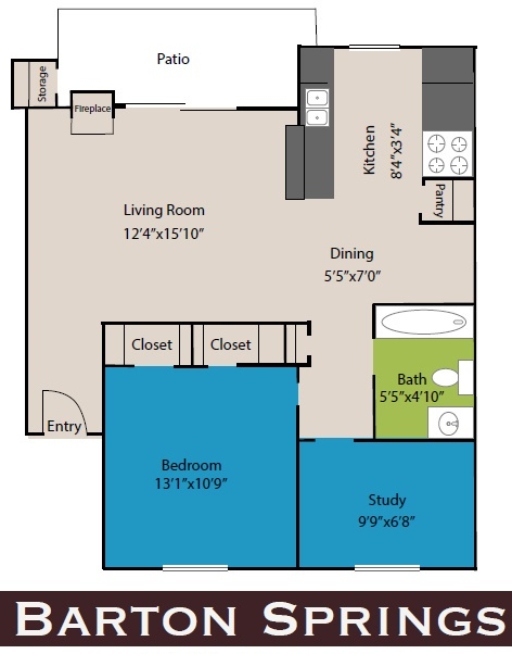 Barton Springs Floor Plan Barton Springs Floor Plan at Waters at Barton Creek Apartments, Austin, TX, 78746